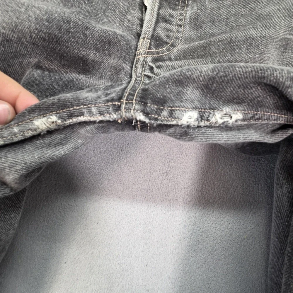 Levis‎ 501 Jeans Mens Gray Charcoal Straight Button Fly Distressed Fits 30x28
